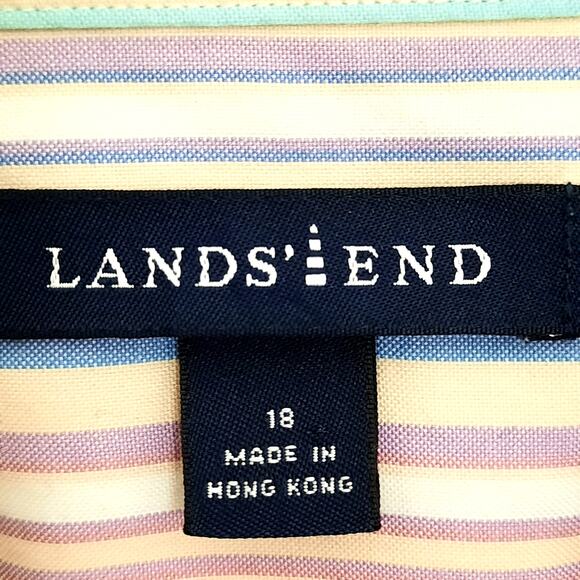 Lands' End 18 Shirt Men's Multicolor Stripe 100% Cotton Button Down Hong Kong - Picture 3 of 8